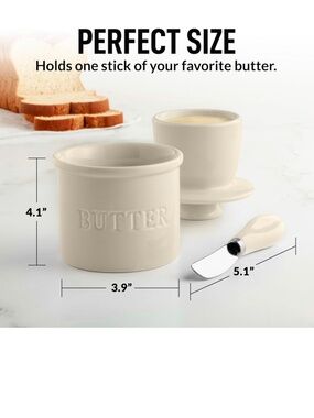 Zulay Kitchen Ceramic Butter Crock with Spreader - French Butter Bell White